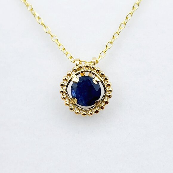 10K Yellow Gold Genuine Blue Sapphire 6x6mm (0.75ct) Pendant - Picture 1 of 6